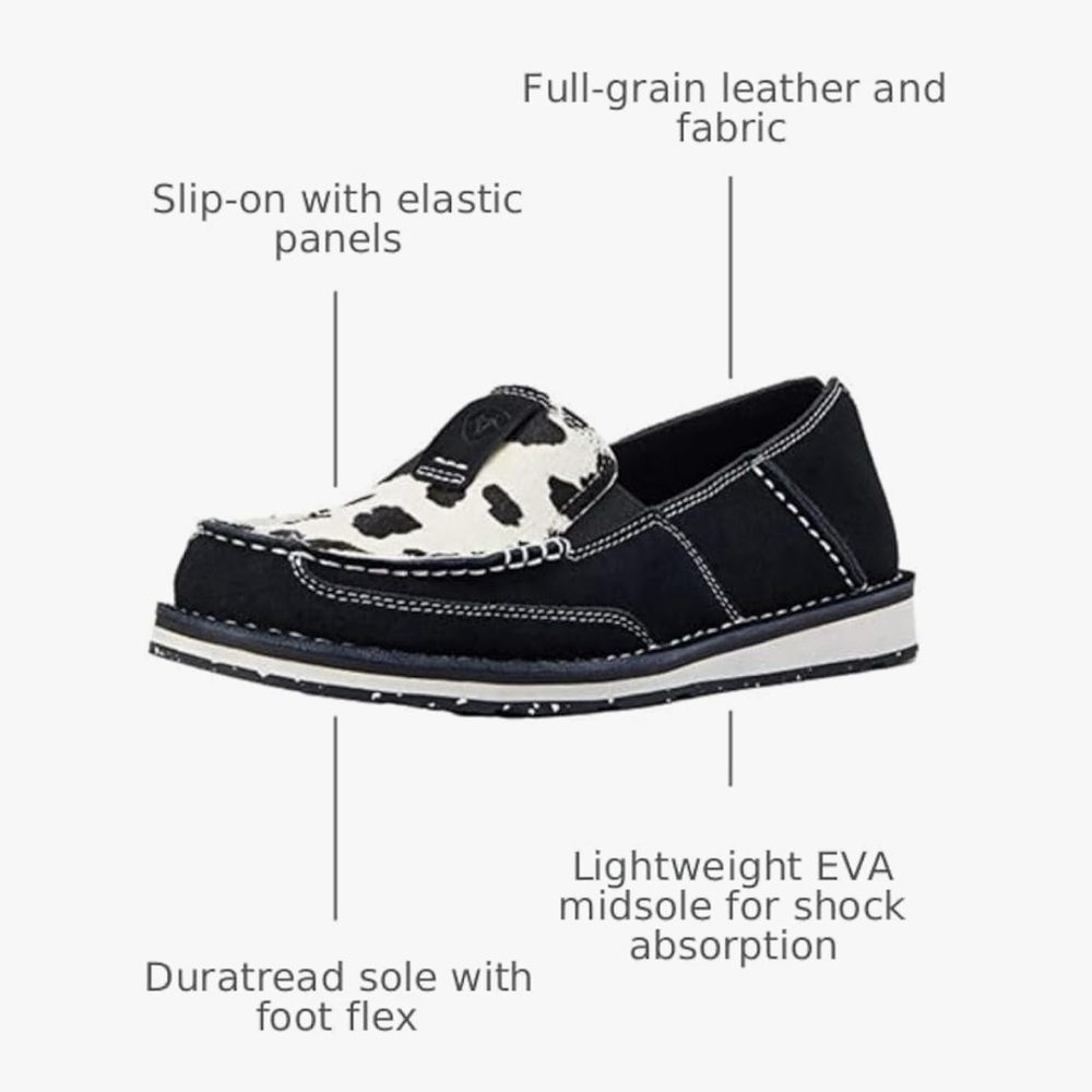 Ariat Cruiser Black Suede Black & White Hair On - Picture 10 of 10